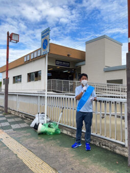 本日は武庫之荘駅での挨拶からスタート。
